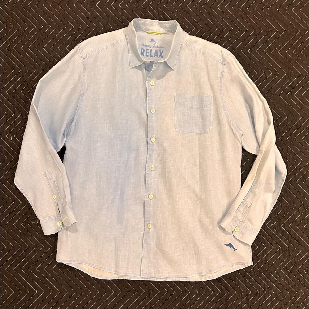 Tommy Bahama Men's Light Blue Linen Shirt
